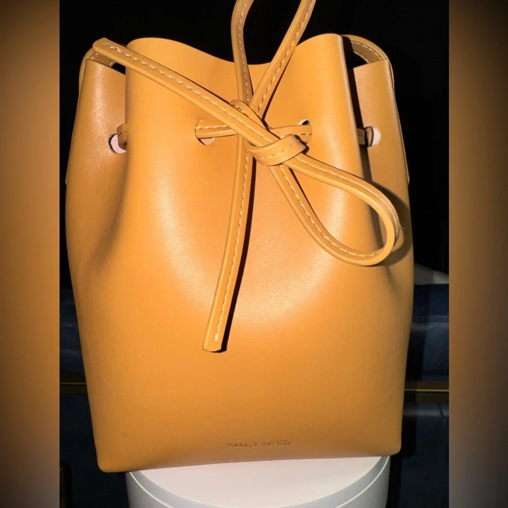 Mansur Gavriel Italian Tan Leather Bucket Bag and Clutch Set - Picture 1 of 10